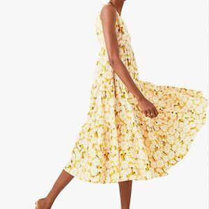 NWT kate spade Kate Daisy Vineyard Midi Cotton‎ Dress, Yellow